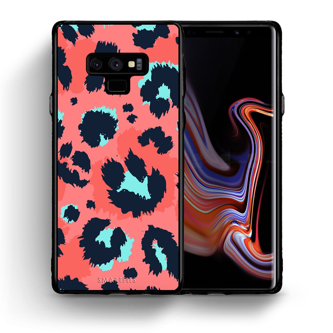 Θήκη Samsung Note 9 Pink Leopard Animal από τη Smartfits με σχέδιο στο πίσω μέρος και μαύρο περίβλημα | Samsung Note 9 Pink Leopard Animal case with colorful back and black bezels