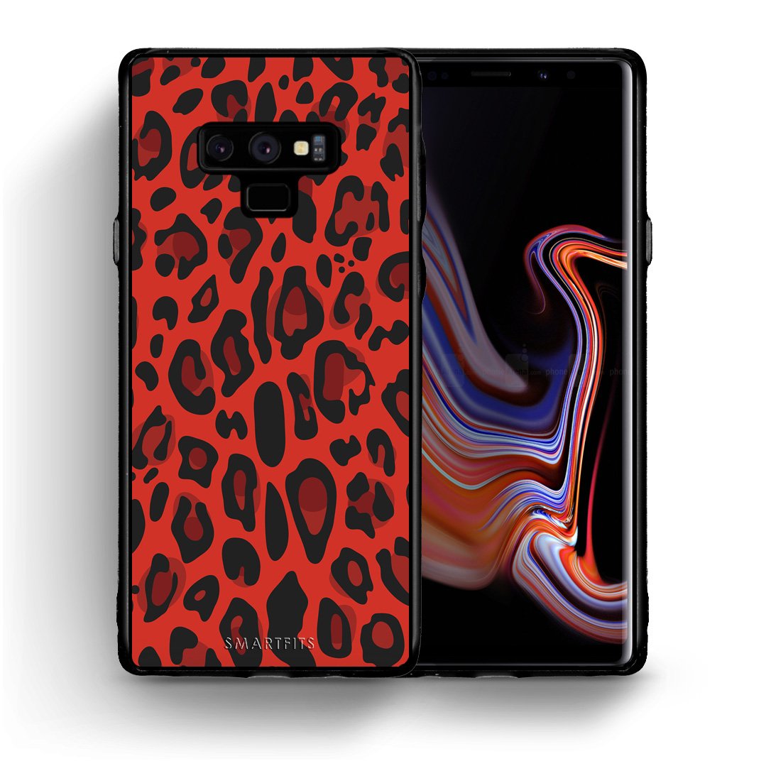 Θήκη Samsung Note 9 Red Leopard Animal από τη Smartfits με σχέδιο στο πίσω μέρος και μαύρο περίβλημα | Samsung Note 9 Red Leopard Animal case with colorful back and black bezels