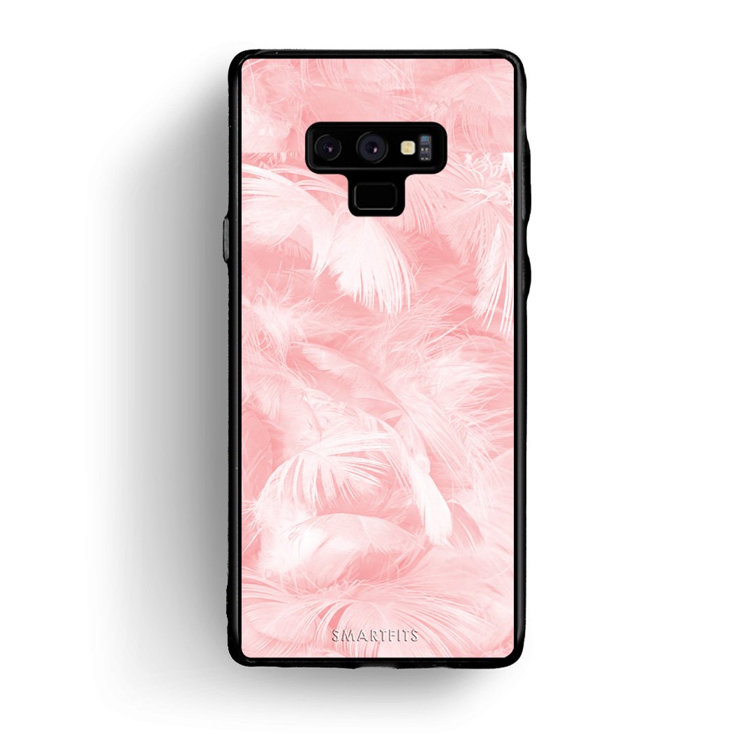 33 - samsung galaxy note 9 Pink Feather Boho case, cover, bumper