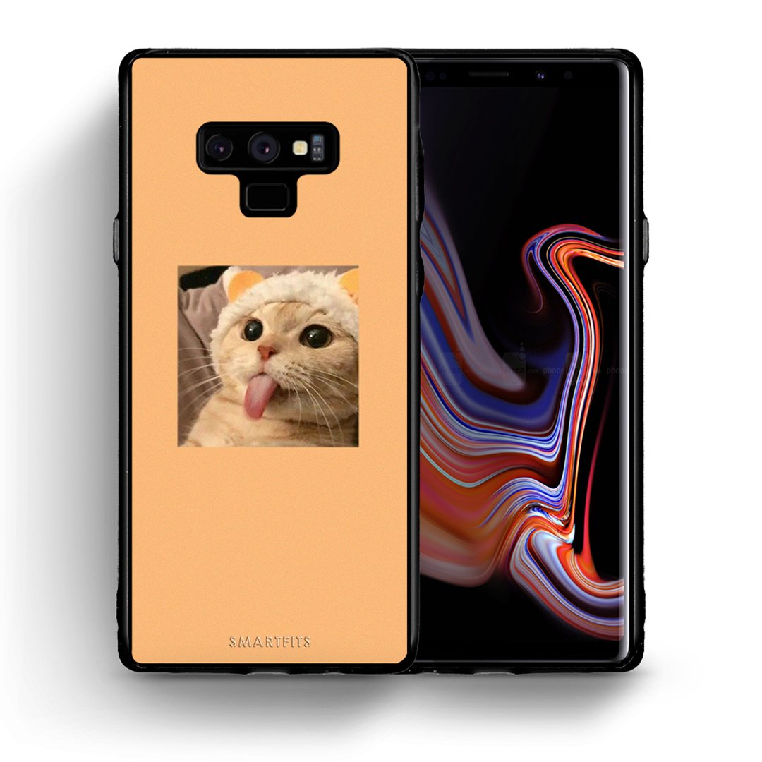 Θήκη Samsung Note 9 Cat Tongue από τη Smartfits με σχέδιο στο πίσω μέρος και μαύρο περίβλημα | Samsung Note 9 Cat Tongue case with colorful back and black bezels