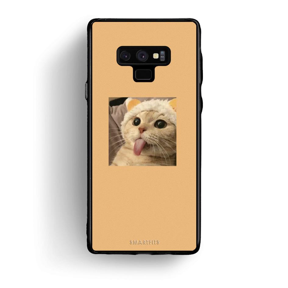 samsung note 9 Cat Tongue θήκη από τη Smartfits με σχέδιο στο πίσω μέρος και μαύρο περίβλημα | Smartphone case with colorful back and black bezels by Smartfits