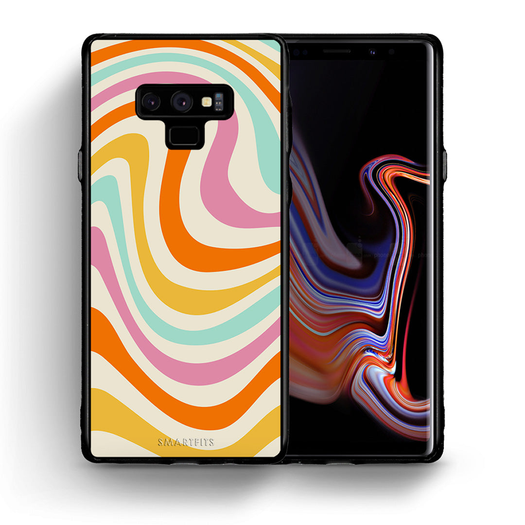 Θήκη Samsung Note 9 Colourful Waves από τη Smartfits με σχέδιο στο πίσω μέρος και μαύρο περίβλημα | Samsung Note 9 Colourful Waves case with colorful back and black bezels