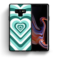 Thumbnail for Θήκη Samsung Note 9 Green Hearts από τη Smartfits με σχέδιο στο πίσω μέρος και μαύρο περίβλημα | Samsung Note 9 Green Hearts case with colorful back and black bezels