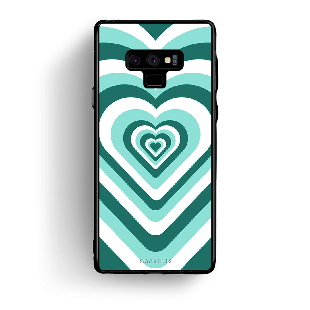 samsung note 9 Green Hearts θήκη από τη Smartfits με σχέδιο στο πίσω μέρος και μαύρο περίβλημα | Smartphone case with colorful back and black bezels by Smartfits