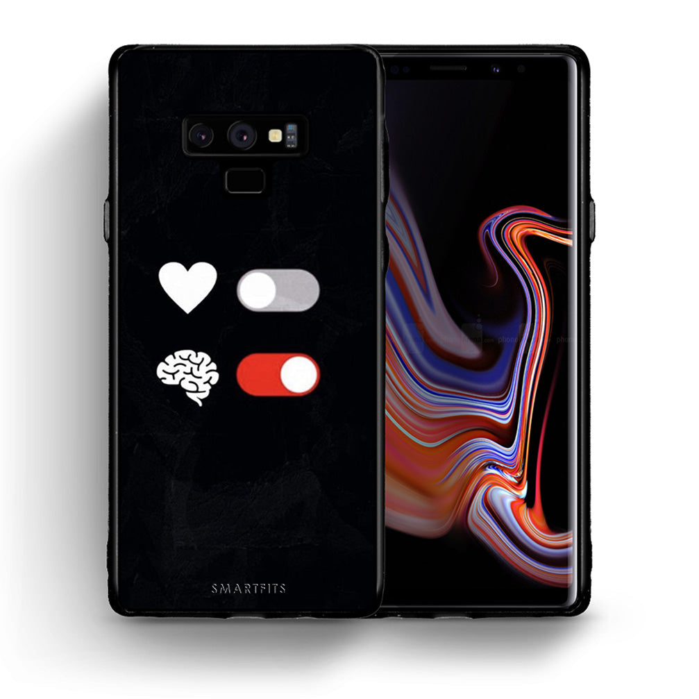 Θήκη Αγίου Βαλεντίνου Samsung Note 9 Heart Vs Brain από τη Smartfits με σχέδιο στο πίσω μέρος και μαύρο περίβλημα | Samsung Note 9 Heart Vs Brain case with colorful back and black bezels