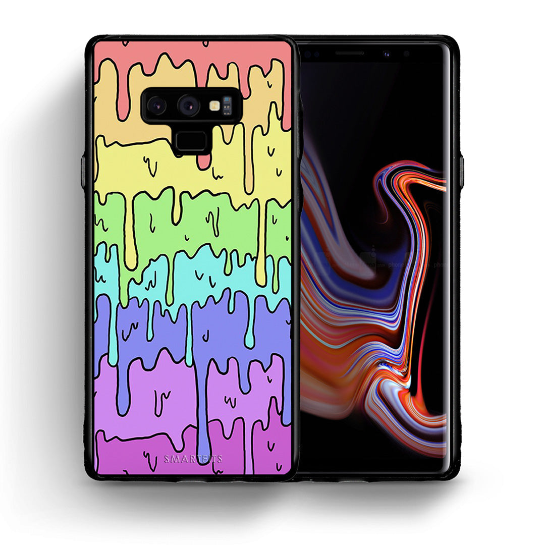 Θήκη Samsung Note 9 Melting Rainbow από τη Smartfits με σχέδιο στο πίσω μέρος και μαύρο περίβλημα | Samsung Note 9 Melting Rainbow case with colorful back and black bezels