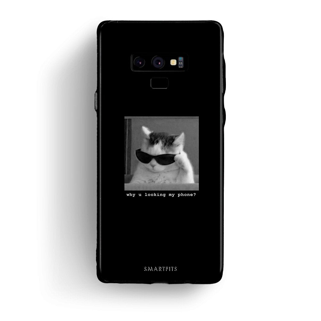 samsung note 9 Meme Cat θήκη από τη Smartfits με σχέδιο στο πίσω μέρος και μαύρο περίβλημα | Smartphone case with colorful back and black bezels by Smartfits