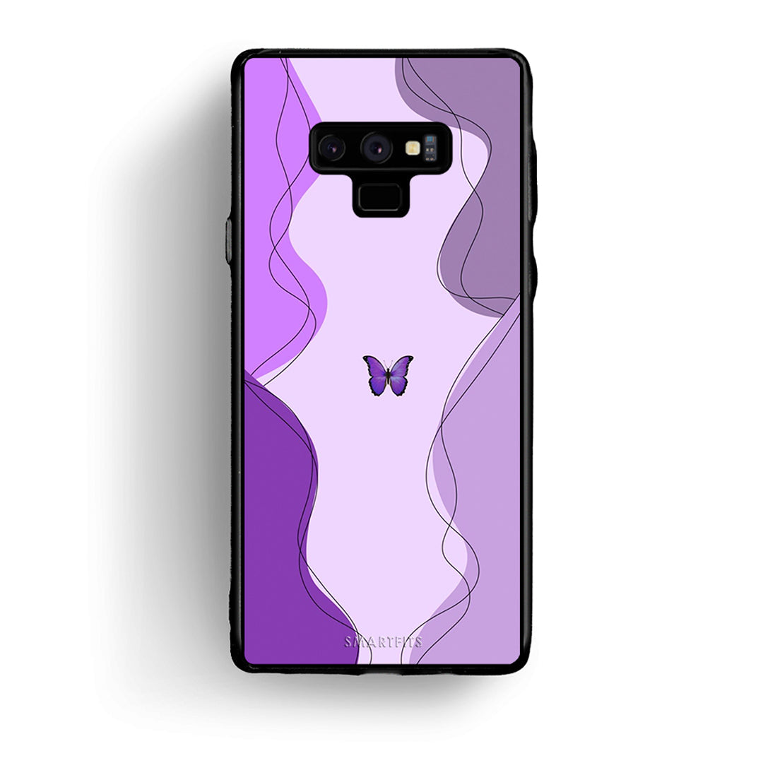 samsung note 9 Purple Mariposa Θήκη Αγίου Βαλεντίνου από τη Smartfits με σχέδιο στο πίσω μέρος και μαύρο περίβλημα | Smartphone case with colorful back and black bezels by Smartfits