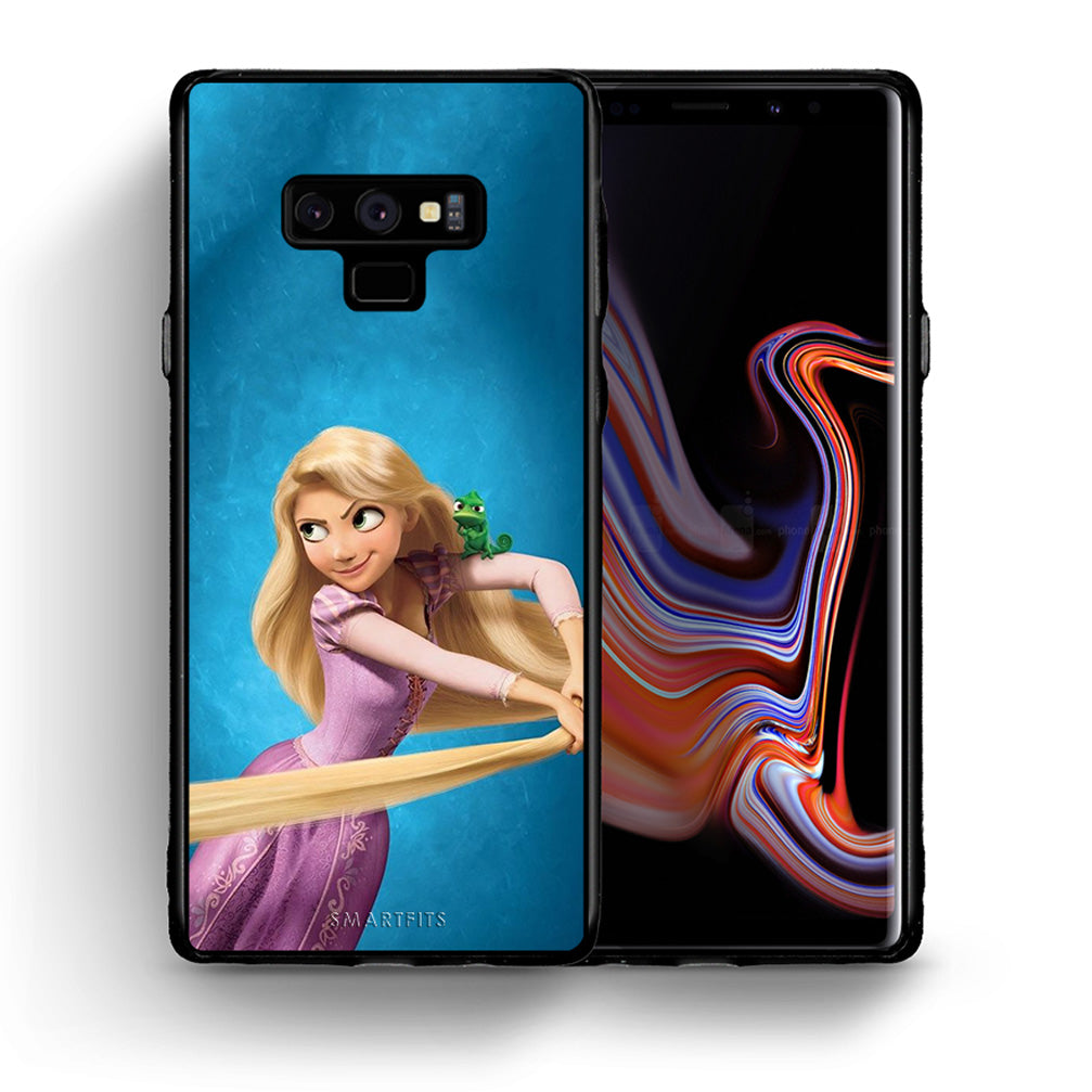 Θήκη Αγίου Βαλεντίνου Samsung Note 9 Tangled 2 από τη Smartfits με σχέδιο στο πίσω μέρος και μαύρο περίβλημα | Samsung Note 9 Tangled 2 case with colorful back and black bezels