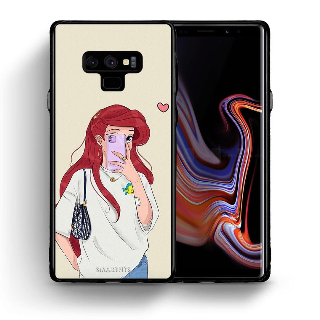 Θήκη Samsung Note 9 Walking Mermaid από τη Smartfits με σχέδιο στο πίσω μέρος και μαύρο περίβλημα | Samsung Note 9 Walking Mermaid case with colorful back and black bezels