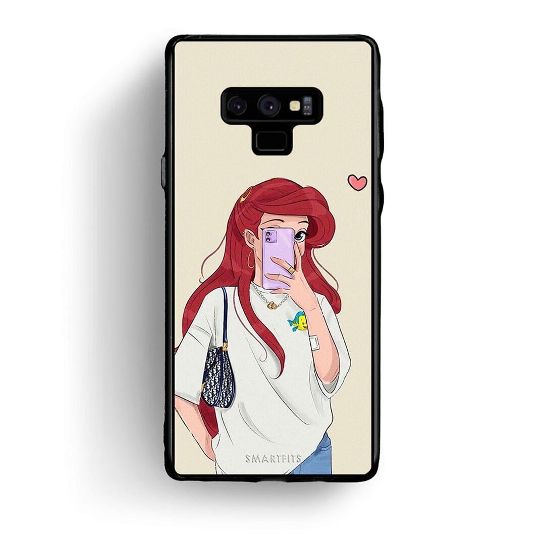 samsung note 9 Walking Mermaid Θήκη από τη Smartfits με σχέδιο στο πίσω μέρος και μαύρο περίβλημα | Smartphone case with colorful back and black bezels by Smartfits