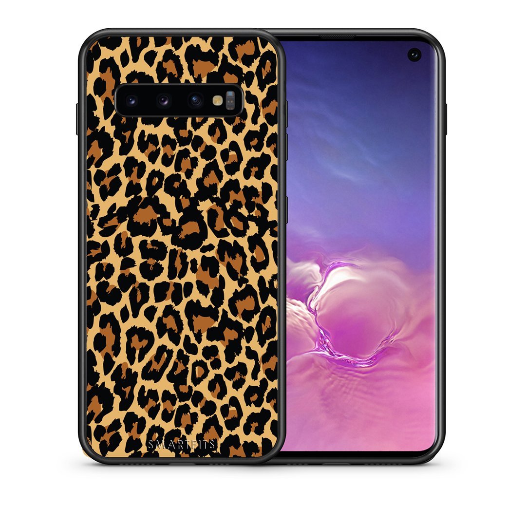 Θήκη Samsung S10 Leopard Animal από τη Smartfits με σχέδιο στο πίσω μέρος και μαύρο περίβλημα | Samsung S10 Leopard Animal case with colorful back and black bezels