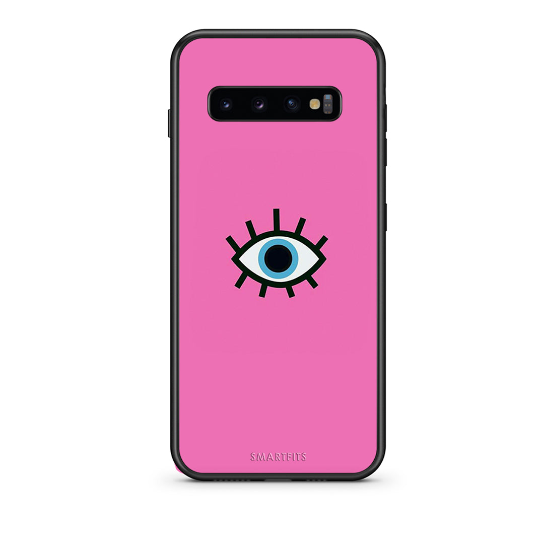 samsung s10 Blue Eye Pink θήκη από τη Smartfits με σχέδιο στο πίσω μέρος και μαύρο περίβλημα | Smartphone case with colorful back and black bezels by Smartfits