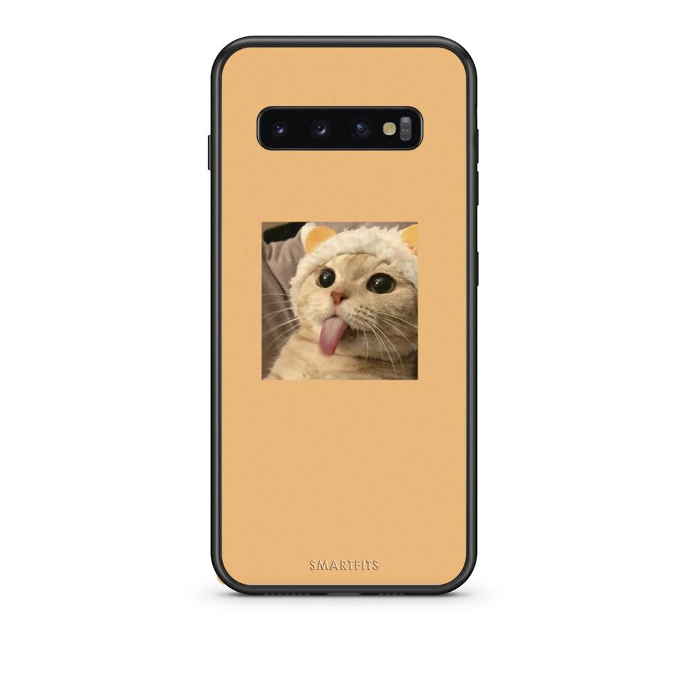 samsung s10 Cat Tongue θήκη από τη Smartfits με σχέδιο στο πίσω μέρος και μαύρο περίβλημα | Smartphone case with colorful back and black bezels by Smartfits