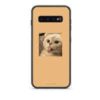 Thumbnail for samsung s10 Cat Tongue θήκη από τη Smartfits με σχέδιο στο πίσω μέρος και μαύρο περίβλημα | Smartphone case with colorful back and black bezels by Smartfits