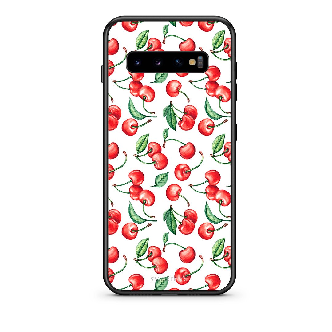 samsung s10 plus Cherry Summer θήκη από τη Smartfits με σχέδιο στο πίσω μέρος και μαύρο περίβλημα | Smartphone case with colorful back and black bezels by Smartfits