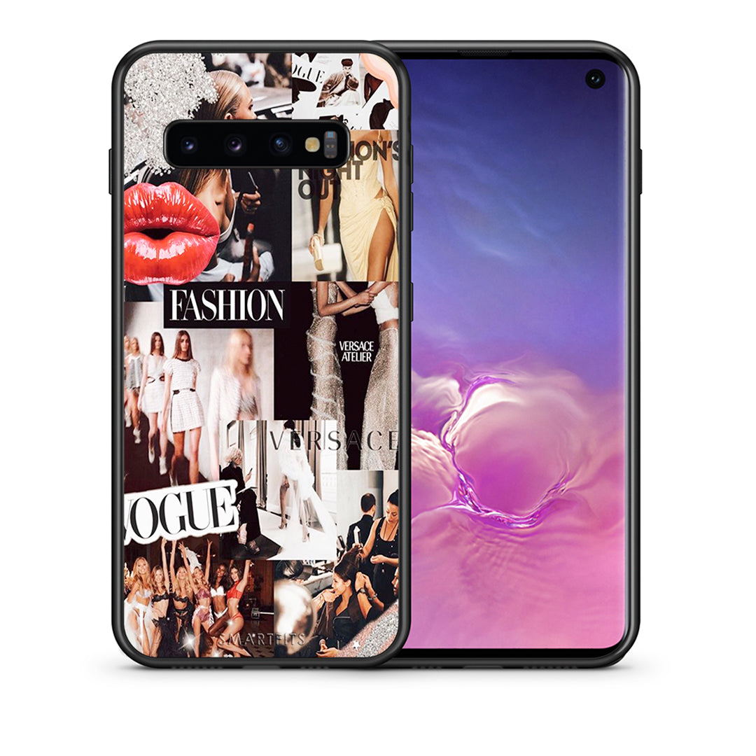 Θήκη Αγίου Βαλεντίνου Samsung S10 Collage Fashion από τη Smartfits με σχέδιο στο πίσω μέρος και μαύρο περίβλημα | Samsung S10 Collage Fashion case with colorful back and black bezels