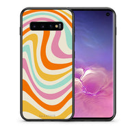 Thumbnail for Θήκη Samsung S10 Colourful Waves από τη Smartfits με σχέδιο στο πίσω μέρος και μαύρο περίβλημα | Samsung S10 Colourful Waves case with colorful back and black bezels
