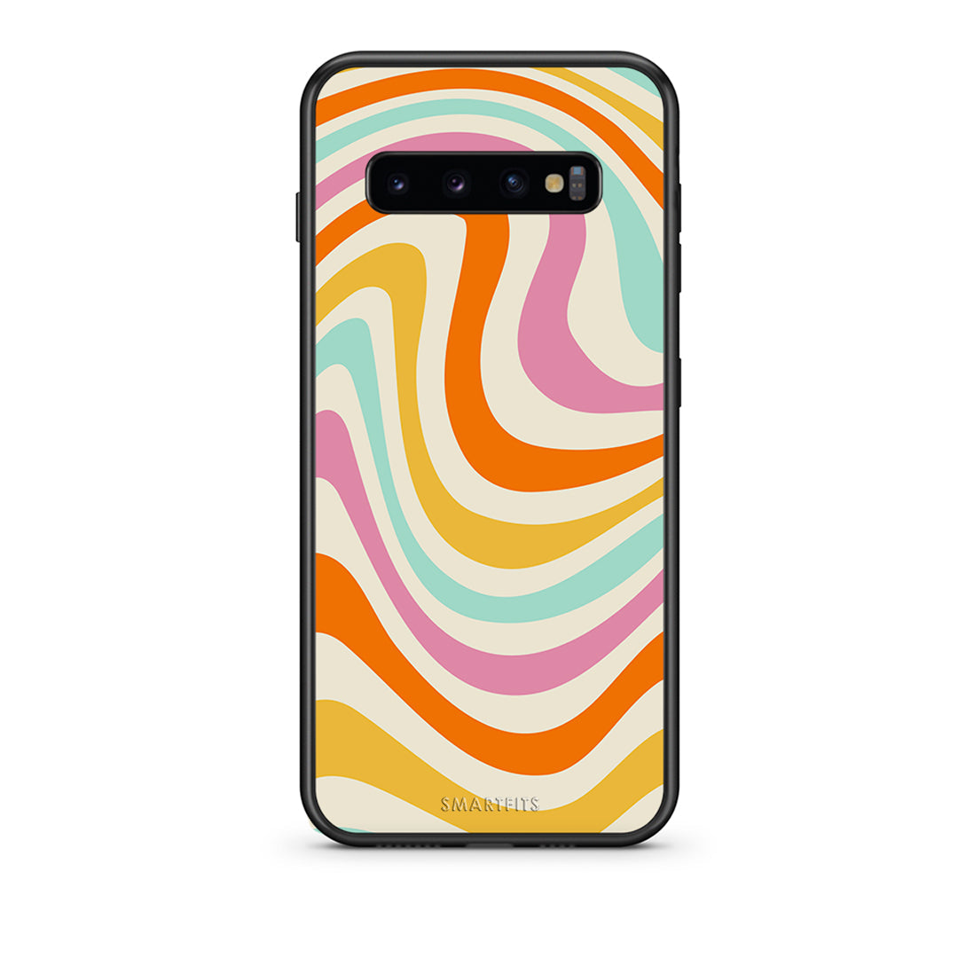 samsung s10 Colourful Waves θήκη από τη Smartfits με σχέδιο στο πίσω μέρος και μαύρο περίβλημα | Smartphone case with colorful back and black bezels by Smartfits