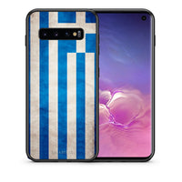 Thumbnail for Θήκη Samsung S10 Greek Flag από τη Smartfits με σχέδιο στο πίσω μέρος και μαύρο περίβλημα | Samsung S10 Greek Flag case with colorful back and black bezels