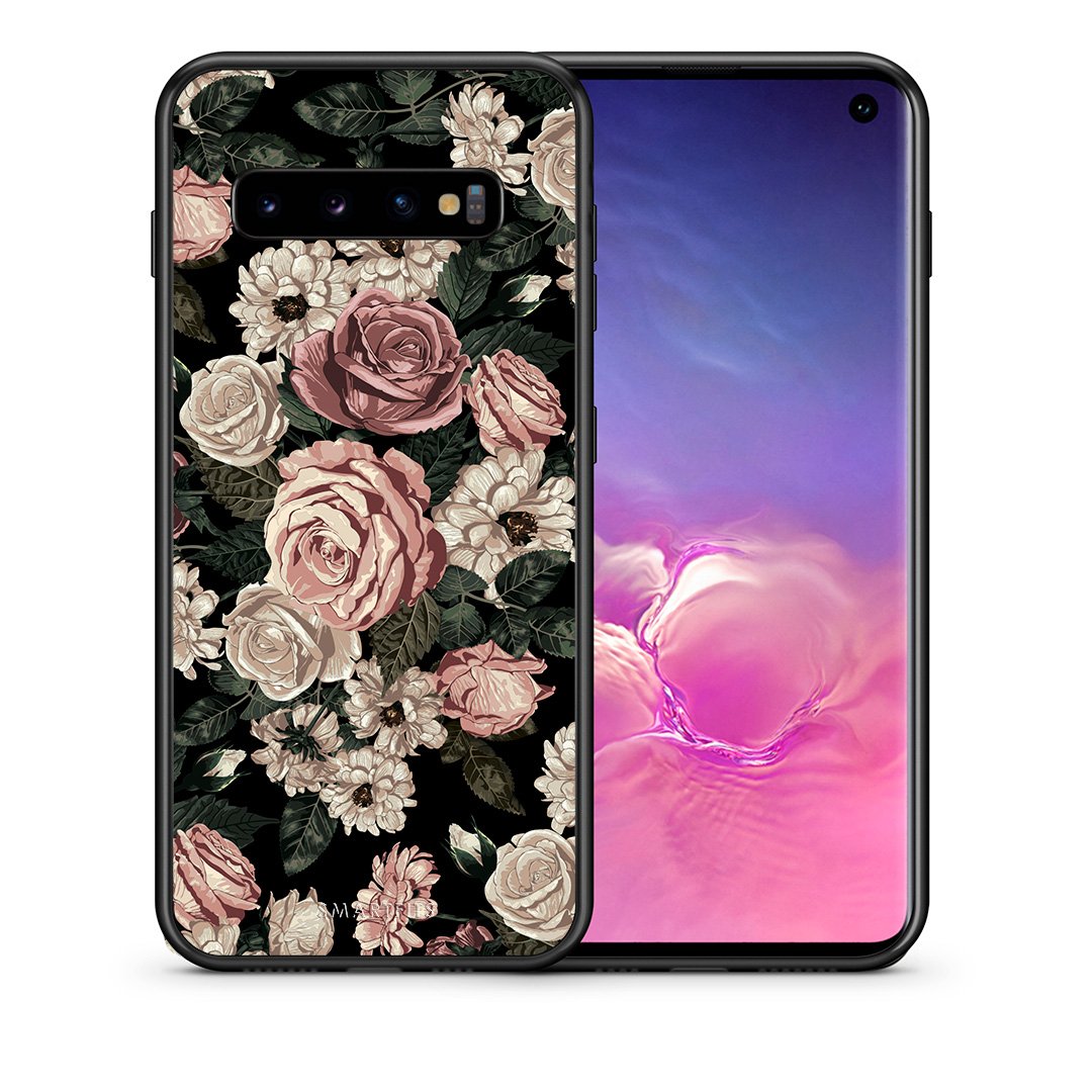 Θήκη Samsung S10 Wild Roses Flower από τη Smartfits με σχέδιο στο πίσω μέρος και μαύρο περίβλημα | Samsung S10 Wild Roses Flower case with colorful back and black bezels