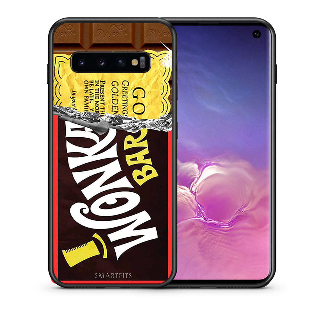 Θήκη Samsung S10 Golden Ticket από τη Smartfits με σχέδιο στο πίσω μέρος και μαύρο περίβλημα | Samsung S10 Golden Ticket case with colorful back and black bezels