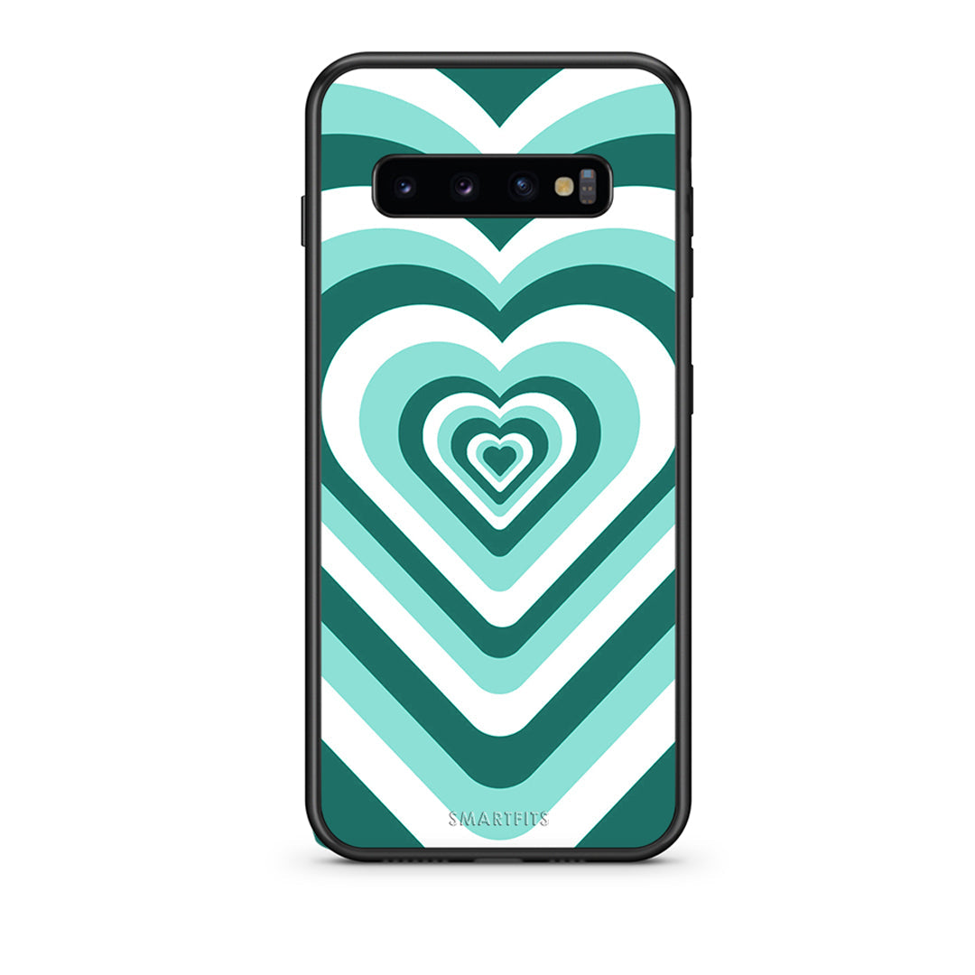 samsung s10 Green Hearts θήκη από τη Smartfits με σχέδιο στο πίσω μέρος και μαύρο περίβλημα | Smartphone case with colorful back and black bezels by Smartfits