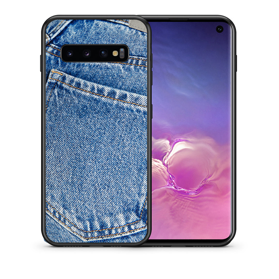 Θήκη Samsung S10+ Jeans Pocket από τη Smartfits με σχέδιο στο πίσω μέρος και μαύρο περίβλημα | Samsung S10+ Jeans Pocket case with colorful back and black bezels