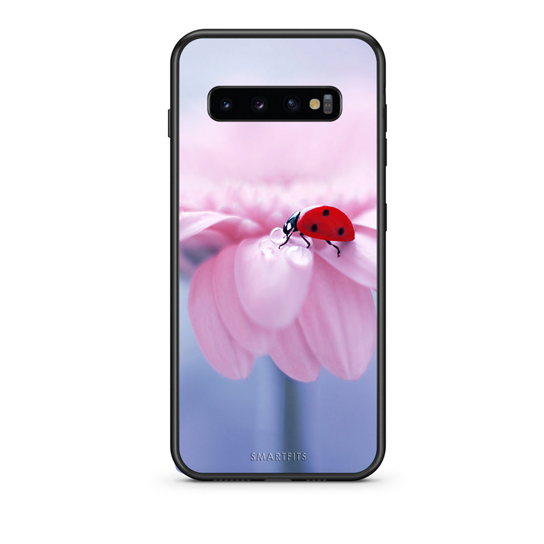 samsung s10 Ladybug Flower θήκη από τη Smartfits με σχέδιο στο πίσω μέρος και μαύρο περίβλημα | Smartphone case with colorful back and black bezels by Smartfits