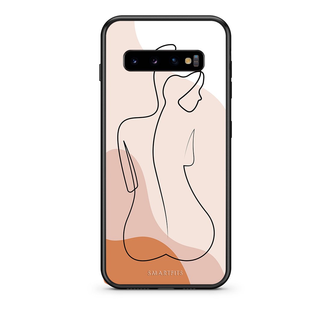 samsung s10 LineArt Woman θήκη από τη Smartfits με σχέδιο στο πίσω μέρος και μαύρο περίβλημα | Smartphone case with colorful back and black bezels by Smartfits