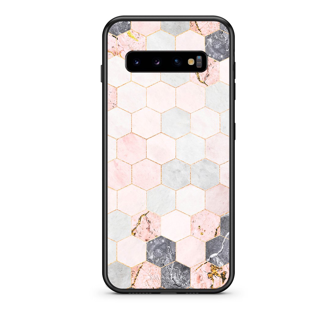 4 - samsung s10 Hexagon Pink Marble case, cover, bumper