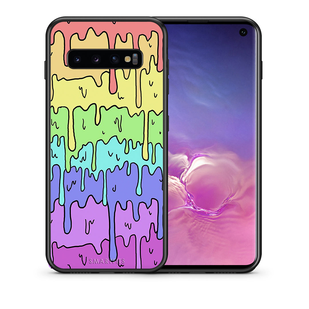 Θήκη Samsung S10 Melting Rainbow από τη Smartfits με σχέδιο στο πίσω μέρος και μαύρο περίβλημα | Samsung S10 Melting Rainbow case with colorful back and black bezels