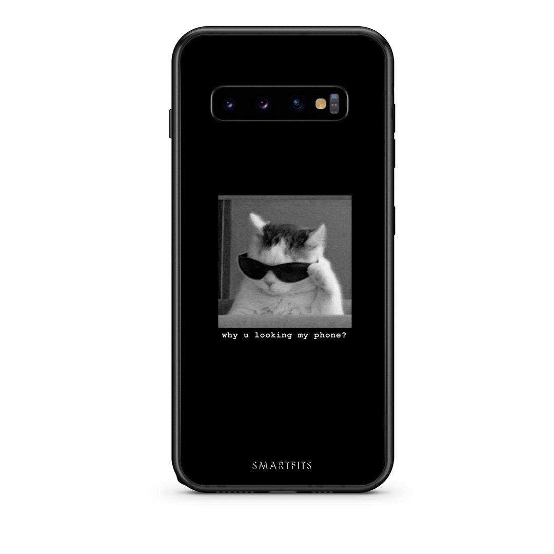 samsung s10 Meme Cat θήκη από τη Smartfits με σχέδιο στο πίσω μέρος και μαύρο περίβλημα | Smartphone case with colorful back and black bezels by Smartfits