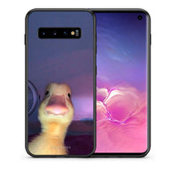Thumbnail for Θήκη Samsung S10 Meme Duck από τη Smartfits με σχέδιο στο πίσω μέρος και μαύρο περίβλημα | Samsung S10 Meme Duck case with colorful back and black bezels