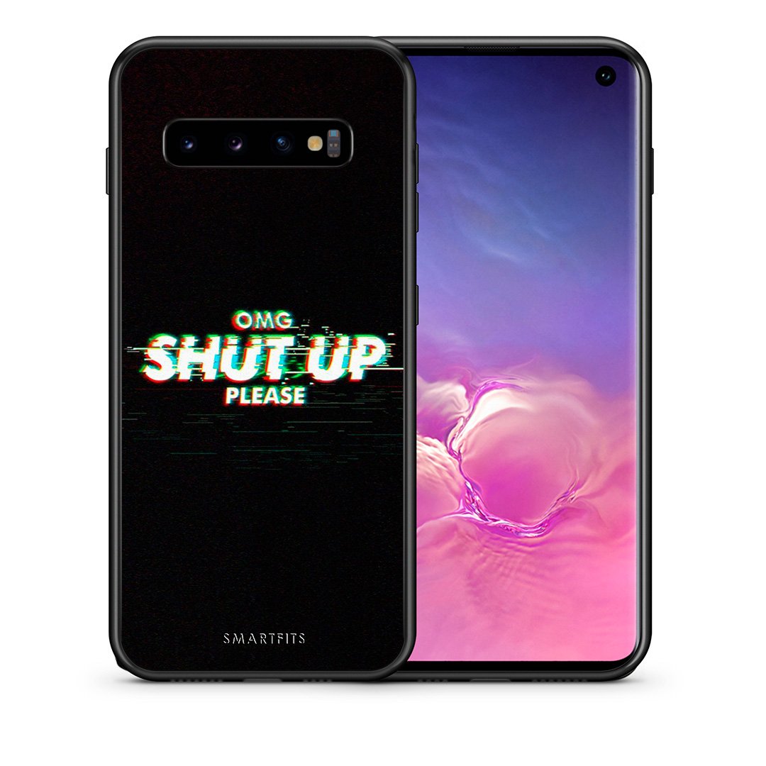 Θήκη Samsung S10 OMG ShutUp από τη Smartfits με σχέδιο στο πίσω μέρος και μαύρο περίβλημα | Samsung S10 OMG ShutUp case with colorful back and black bezels