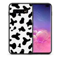 Thumbnail for Θήκη Samsung S10+ Cow Print από τη Smartfits με σχέδιο στο πίσω μέρος και μαύρο περίβλημα | Samsung S10+ Cow Print case with colorful back and black bezels