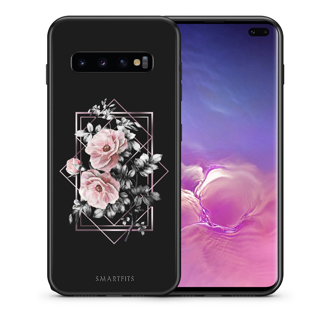 Θήκη Samsung S10+ Frame Flower από τη Smartfits με σχέδιο στο πίσω μέρος και μαύρο περίβλημα | Samsung S10+ Frame Flower case with colorful back and black bezels