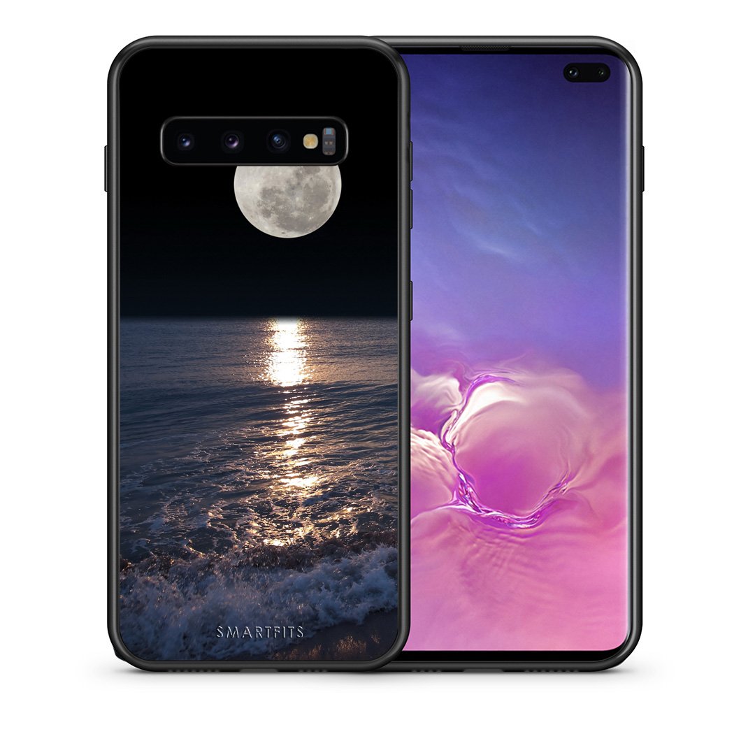 Θήκη Samsung S10+ Moon Landscape από τη Smartfits με σχέδιο στο πίσω μέρος και μαύρο περίβλημα | Samsung S10+ Moon Landscape case with colorful back and black bezels