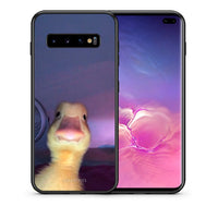 Thumbnail for Θήκη Samsung S10+ Meme Duck από τη Smartfits με σχέδιο στο πίσω μέρος και μαύρο περίβλημα | Samsung S10+ Meme Duck case with colorful back and black bezels