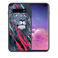 Thumbnail for Θήκη Samsung S10+ Lion Designer PopArt από τη Smartfits με σχέδιο στο πίσω μέρος και μαύρο περίβλημα | Samsung S10+ Lion Designer PopArt case with colorful back and black bezels