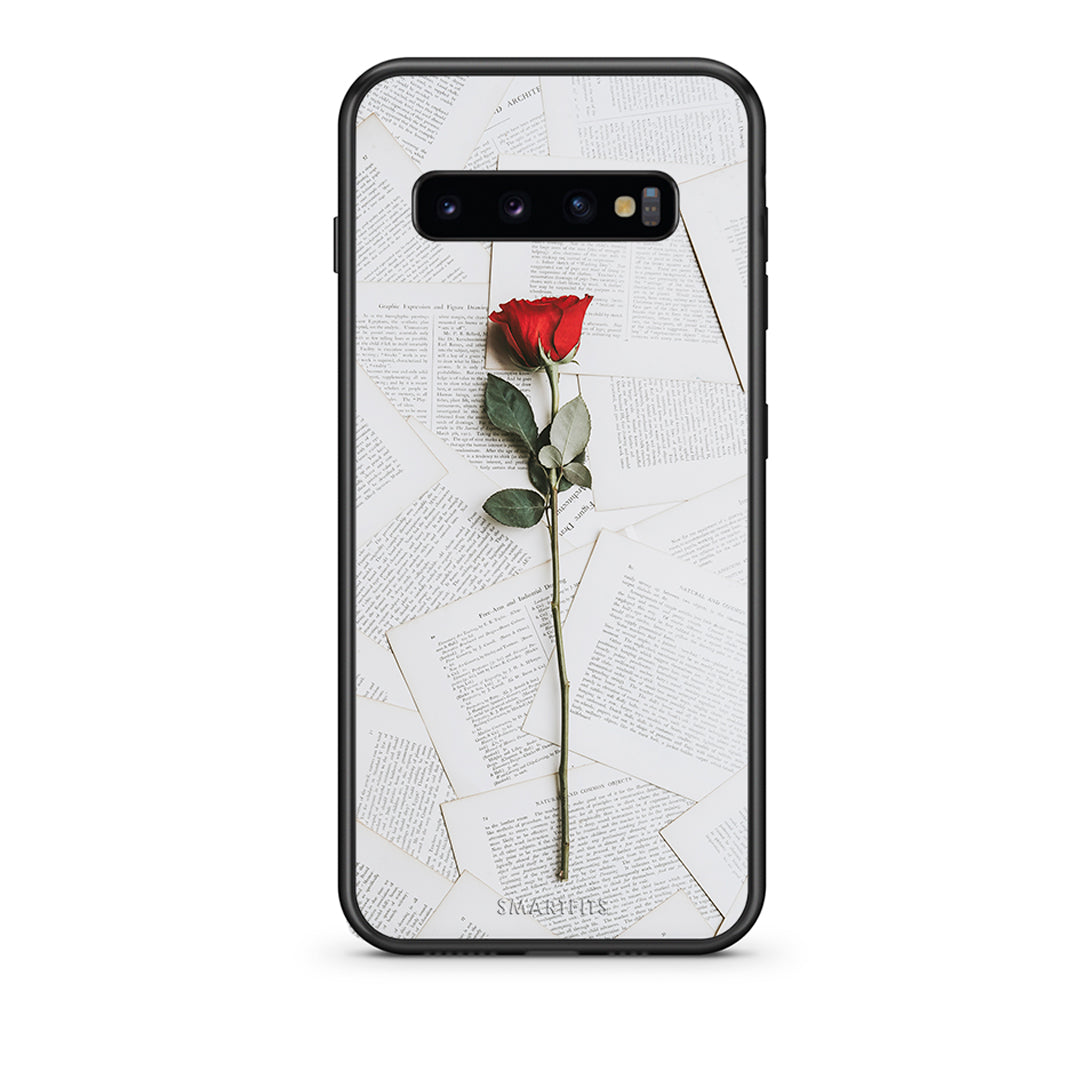 samsung s10 Red Rose θήκη από τη Smartfits με σχέδιο στο πίσω μέρος και μαύρο περίβλημα | Smartphone case with colorful back and black bezels by Smartfits