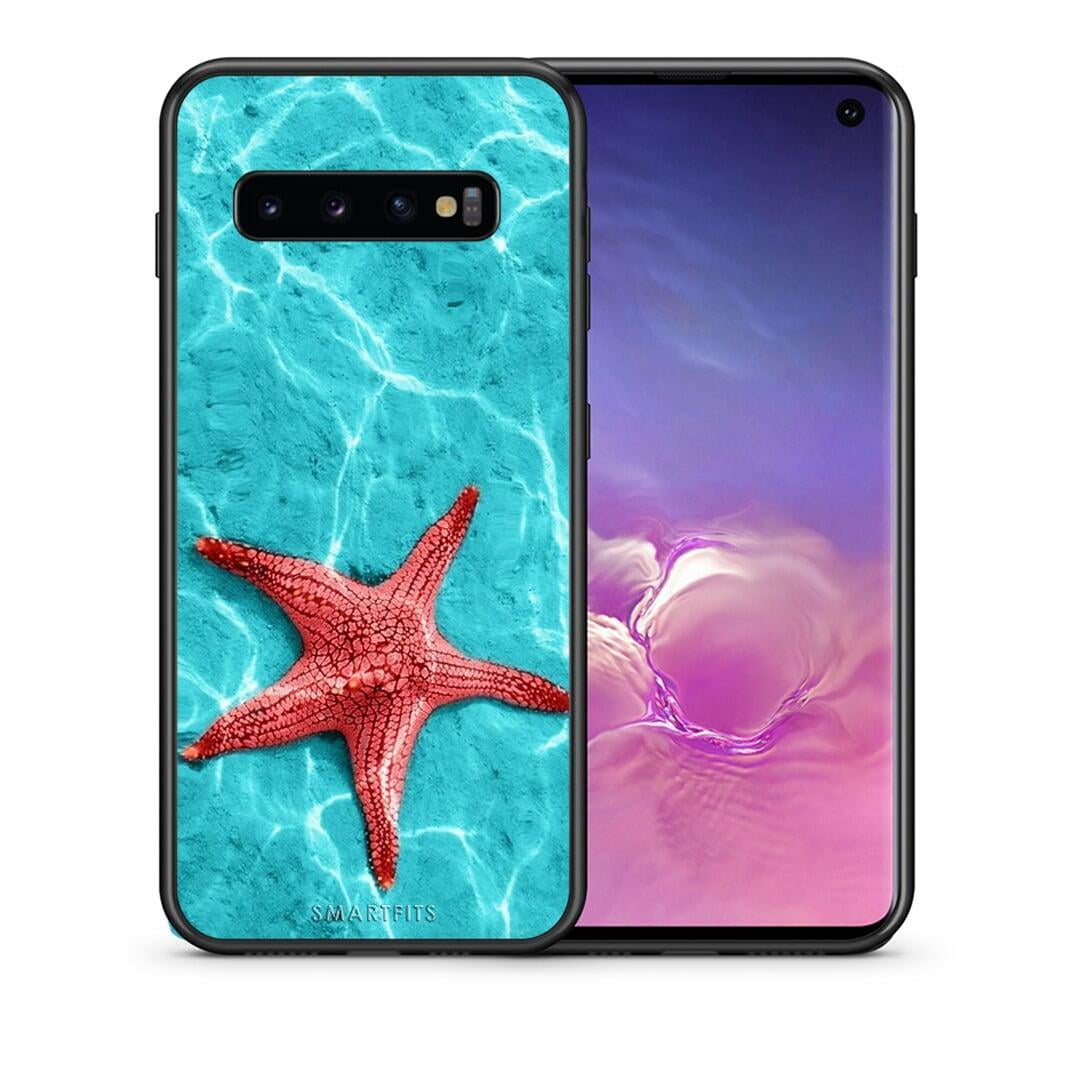 Θήκη Samsung S10+ Red Starfish από τη Smartfits με σχέδιο στο πίσω μέρος και μαύρο περίβλημα | Samsung S10+ Red Starfish case with colorful back and black bezels