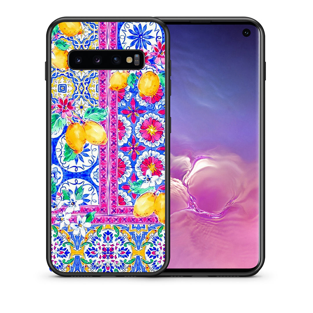 Θήκη Samsung S10+ Retro Spring από τη Smartfits με σχέδιο στο πίσω μέρος και μαύρο περίβλημα | Samsung S10+ Retro Spring case with colorful back and black bezels