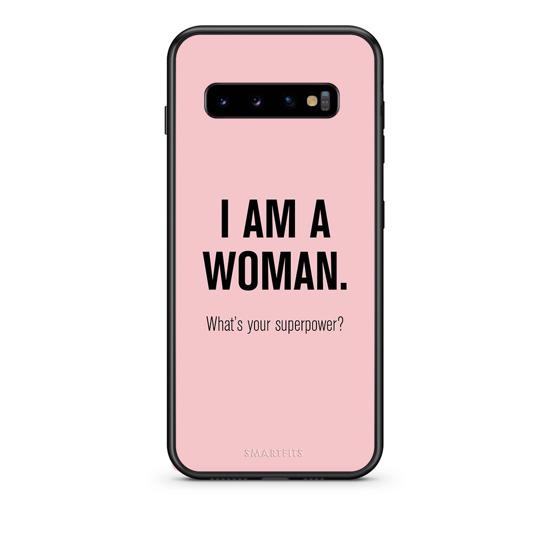 samsung s10 Superpower Woman θήκη από τη Smartfits με σχέδιο στο πίσω μέρος και μαύρο περίβλημα | Smartphone case with colorful back and black bezels by Smartfits