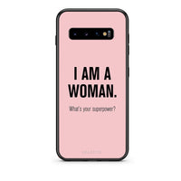Thumbnail for samsung s10 Superpower Woman θήκη από τη Smartfits με σχέδιο στο πίσω μέρος και μαύρο περίβλημα | Smartphone case with colorful back and black bezels by Smartfits