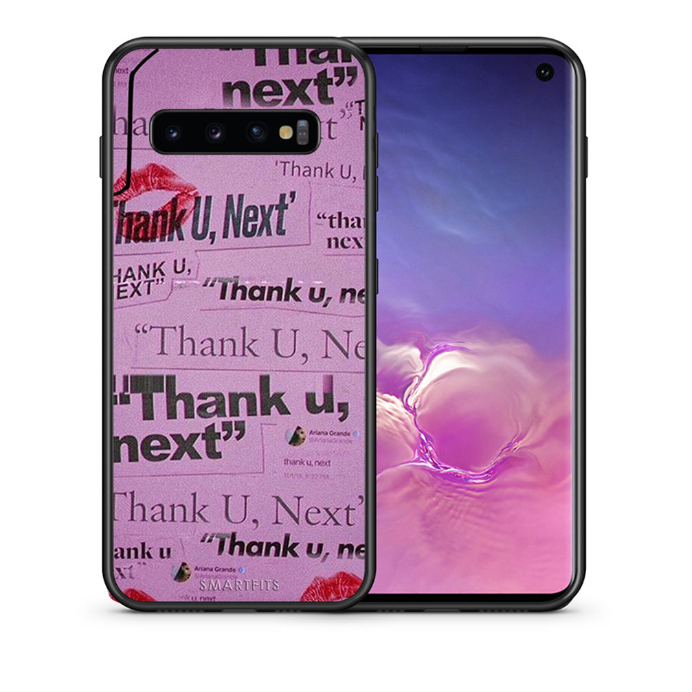 Θήκη Αγίου Βαλεντίνου Samsung S10 Thank You Next από τη Smartfits με σχέδιο στο πίσω μέρος και μαύρο περίβλημα | Samsung S10 Thank You Next case with colorful back and black bezels