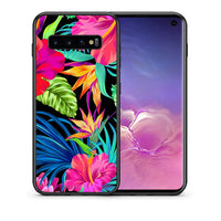 Thumbnail for Θήκη Samsung S10+ Tropical Flowers από τη Smartfits με σχέδιο στο πίσω μέρος και μαύρο περίβλημα | Samsung S10+ Tropical Flowers case with colorful back and black bezels