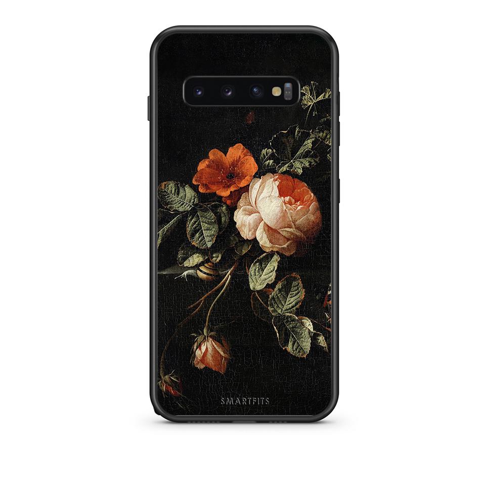 samsung s10 plus Vintage Roses θήκη από τη Smartfits με σχέδιο στο πίσω μέρος και μαύρο περίβλημα | Smartphone case with colorful back and black bezels by Smartfits