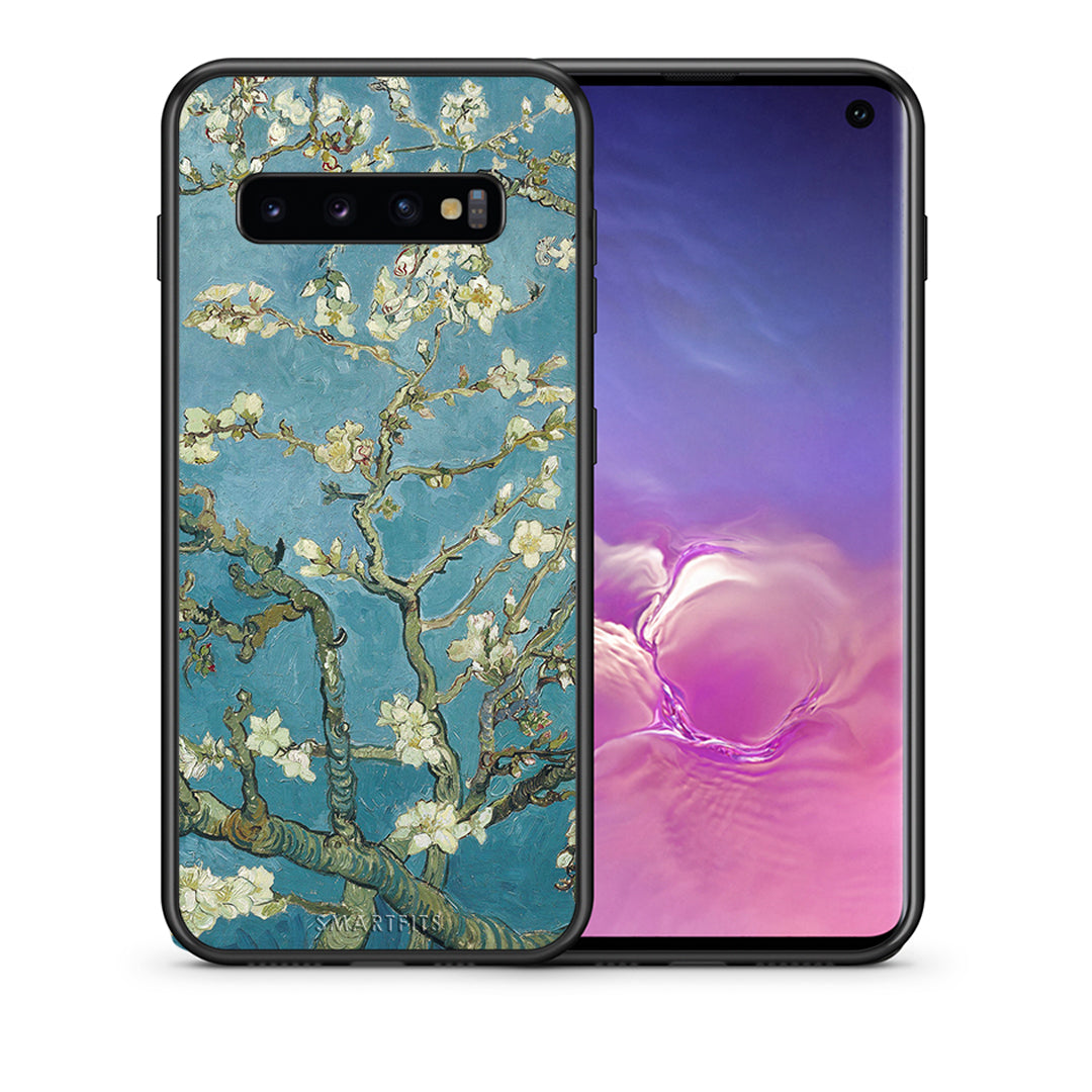 Θήκη Samsung S10+ White Blossoms από τη Smartfits με σχέδιο στο πίσω μέρος και μαύρο περίβλημα | Samsung S10+ White Blossoms case with colorful back and black bezels