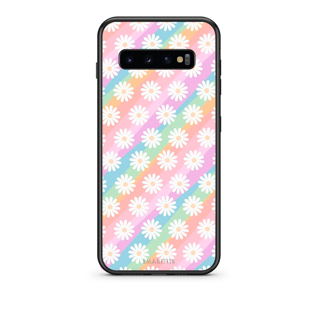 samsung s10 plus White Daisies θήκη από τη Smartfits με σχέδιο στο πίσω μέρος και μαύρο περίβλημα | Smartphone case with colorful back and black bezels by Smartfits